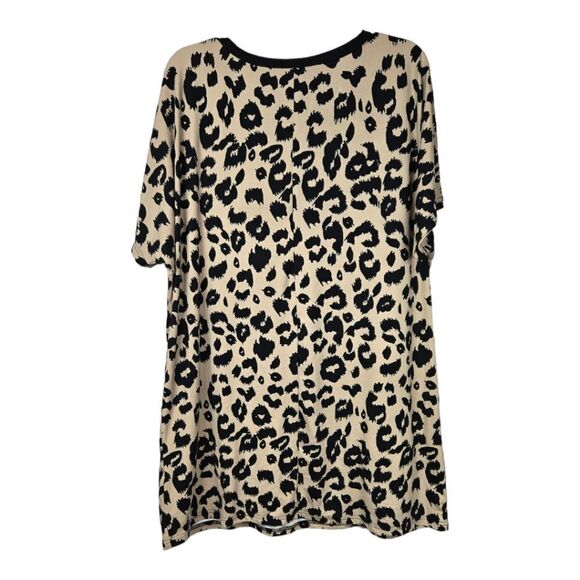 Leopard Camo Print Pocketed T-shirt Tunic Mini Dress Animal Print Dolman Sleeve - Picture 11 of 11